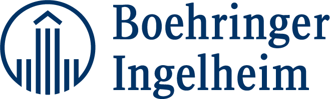 Logo da Boehringer Ingelheim com fundo branco e fontes azuis